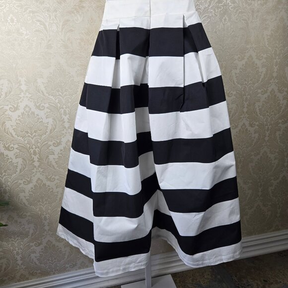 Free Market by Flying Tomato Black White Striped Strapless Dress Box Pleats NWT - Picture 7 of 13